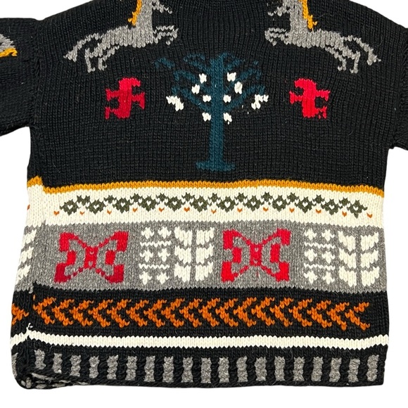Chibcha Wool Artesian Cozy Heavy Knit Chunky Vintage Cardigan Horse Sweater - Picture 10 of 15